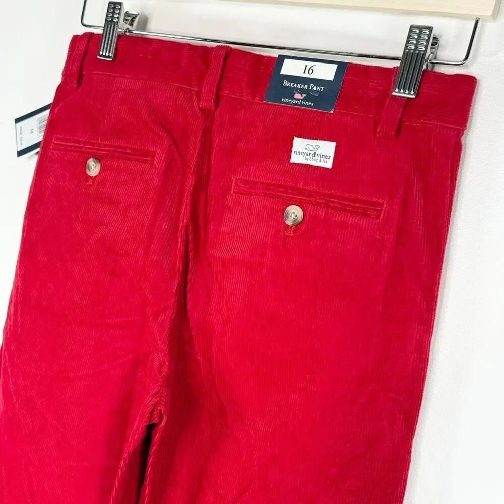 Vineyard Vines Red Corduroy Breaker Pants - Big Boys US 16